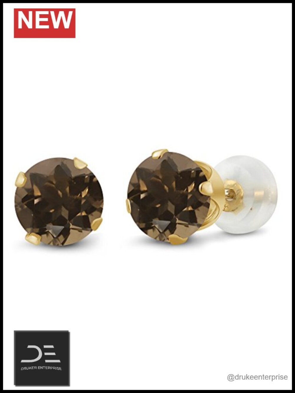 10K Yellow Gold Round 6MM Birthstone Stud Earrings Prong Set Fine Jewelry Gift